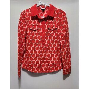 Talbots Top Red/White Size M Long Sleeve Pullover